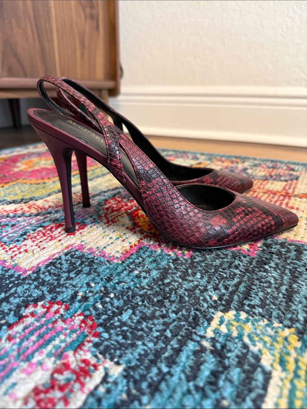MICHAEL Michael Kors Burgundy Snake-Print Slingback Heels - Picture 2 of 7